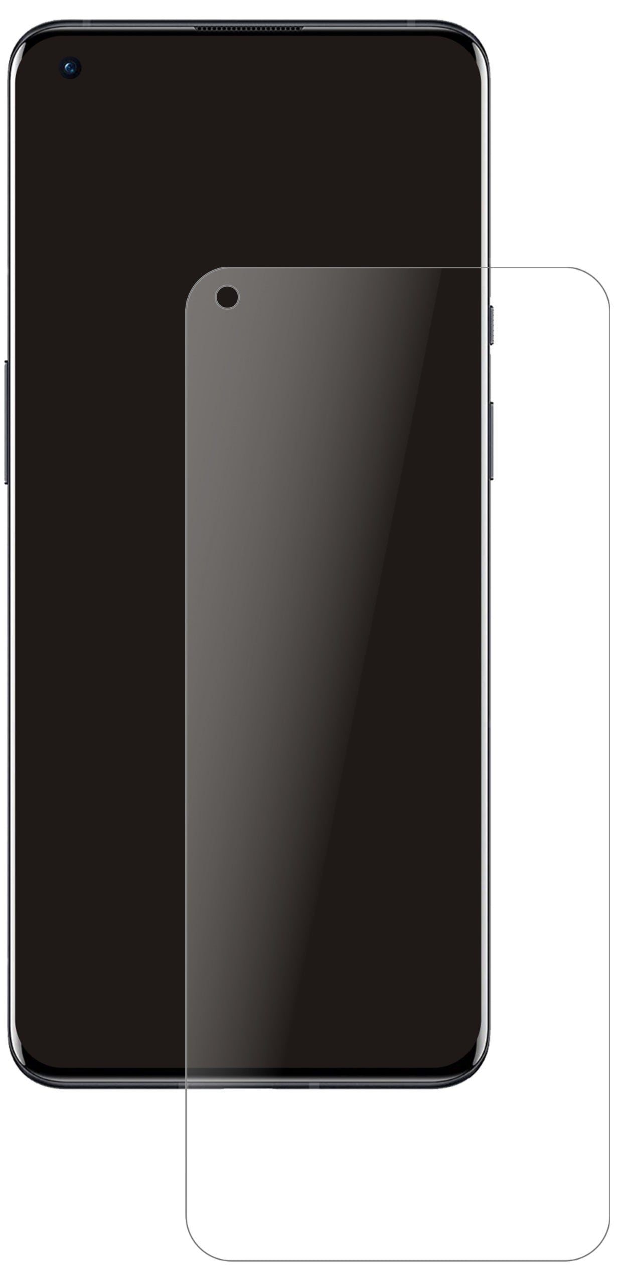 OnePlus9 5G mit aufgebrachter dipos Panzerfolie, die lästige Fingerabdrücke minimiert
