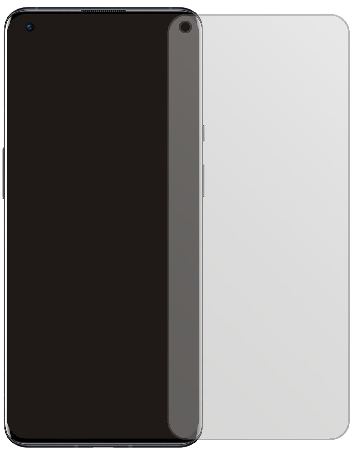 OnePlus9R mit aufgebrachter dipos Displayschutzfolie, die lästige Fingerabdrücke minimiert