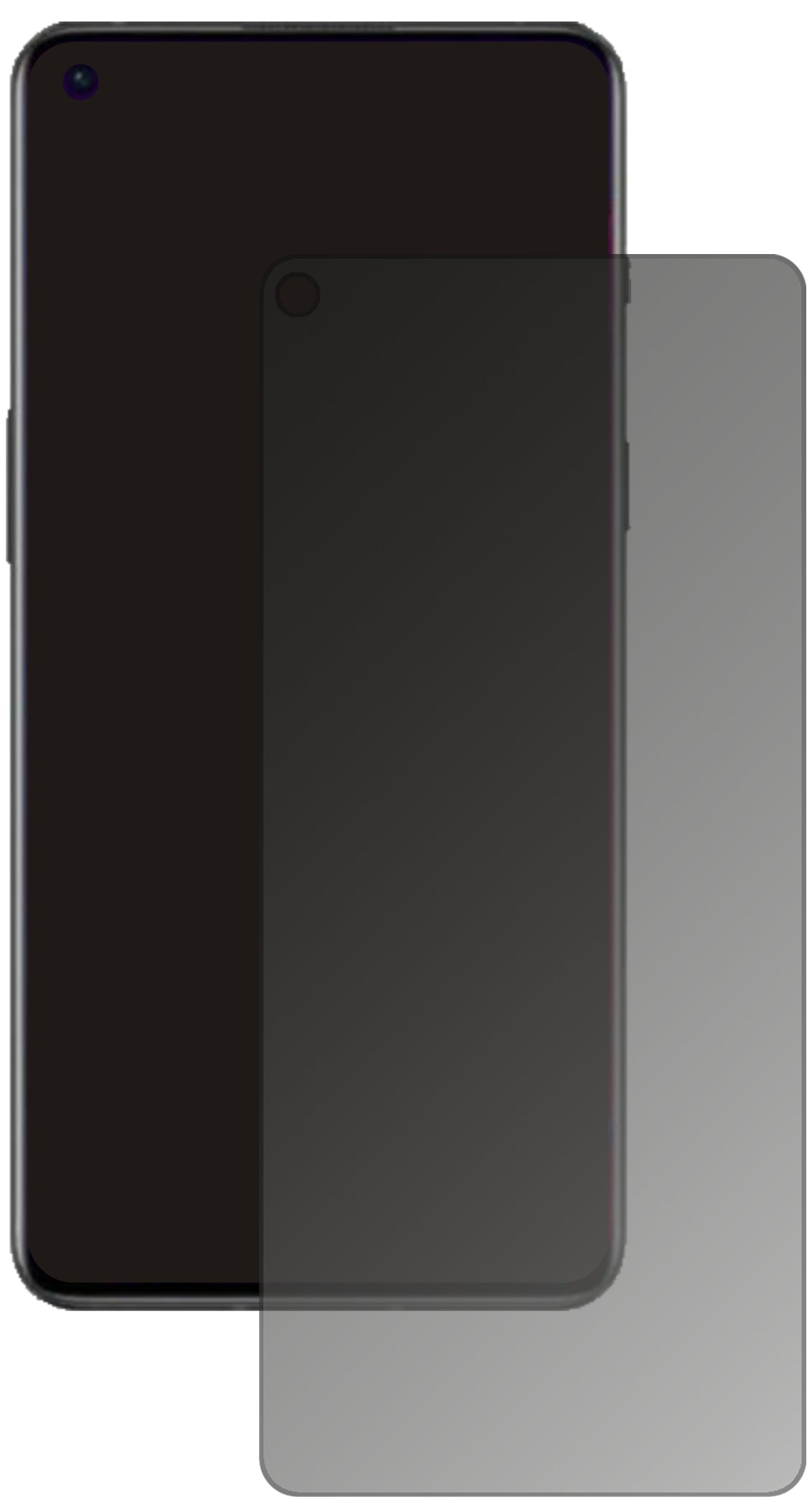 OnePlus9RT mit aufgebrachtem dipos Displayschutz, der seitliche Einblicke blockiert