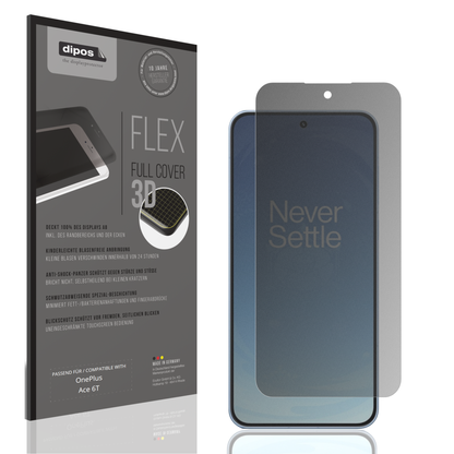 Blickschutzfolie von dipos passend für OnePlus Ace 6T, 100% Displayabdeckung und blasenfreie Montage