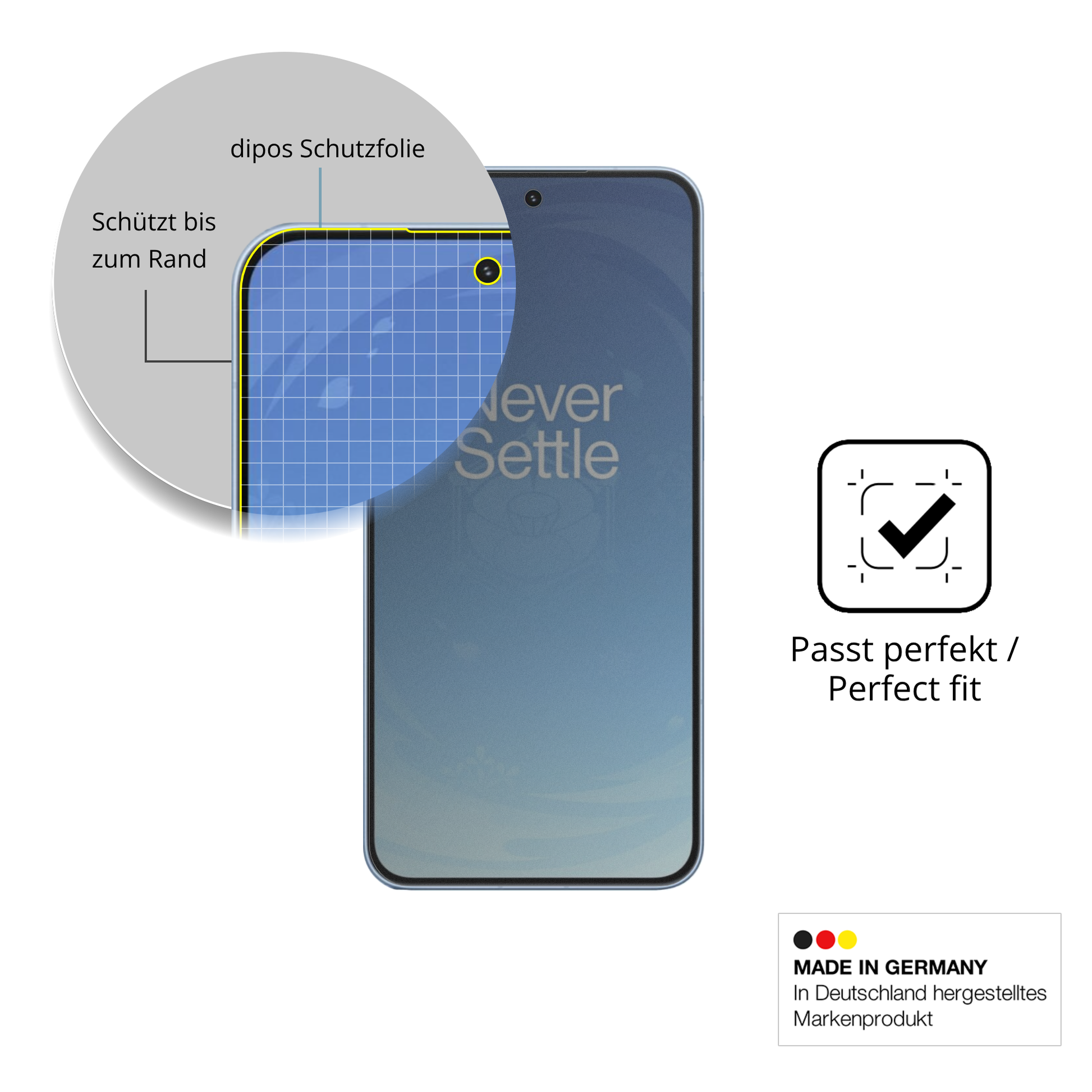 Schutz gegen Kratzer auf dem OnePlus Ace 6T Glas durch Schlüssel, Stöße gegen die Tischkante oder Stürze