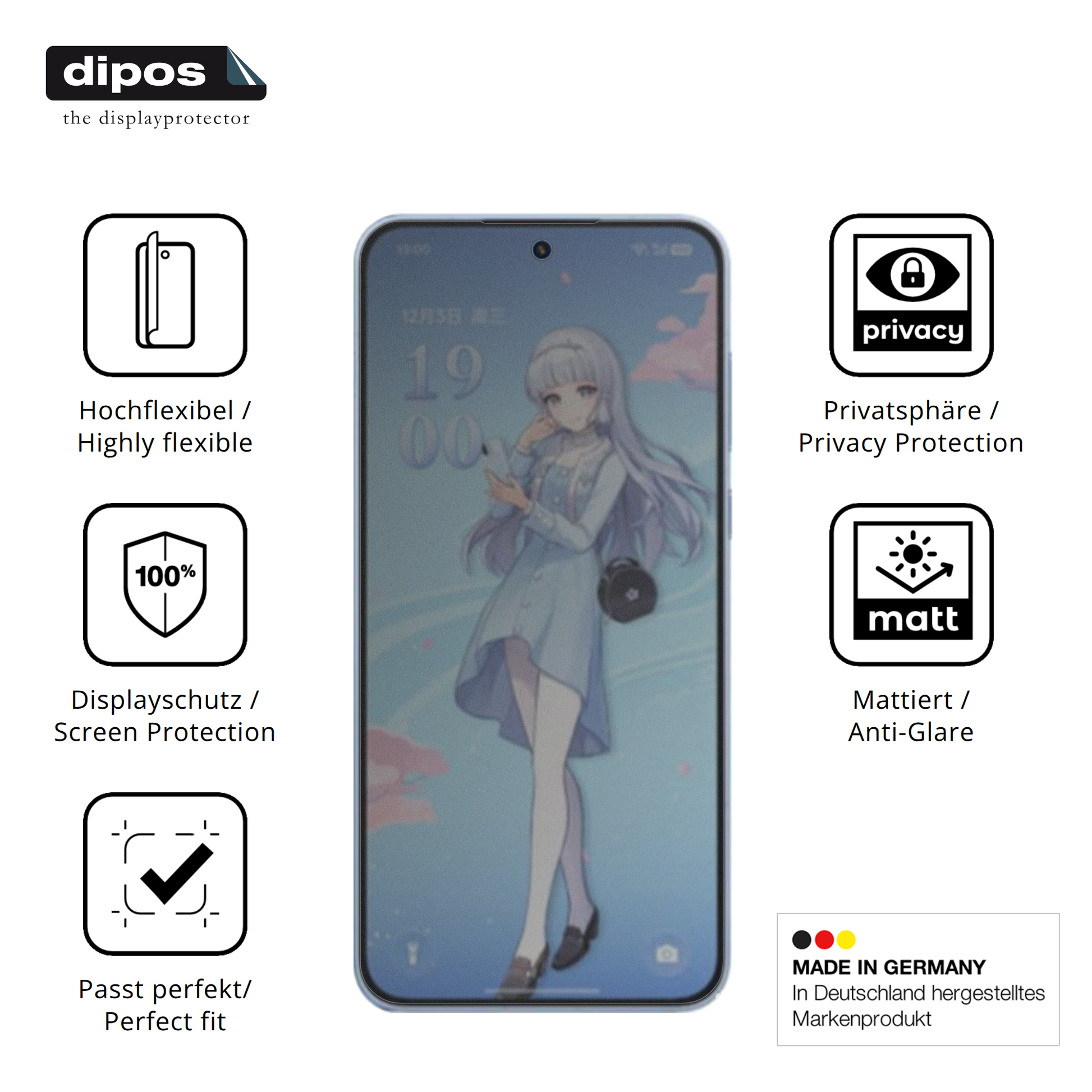 Flexible TPU-Folie passend zugeschnitten für OnePlus Ace 6T Genshin Impact, mit Privatsphäre-Schutz durch Sichtschutz-Folie
