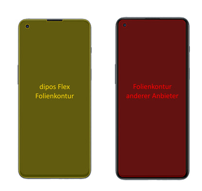 OnePlusNord 2 mit aufgebrachter dipos Displayschutzfolie, glasklare Darstellung ohne Einschränkungen