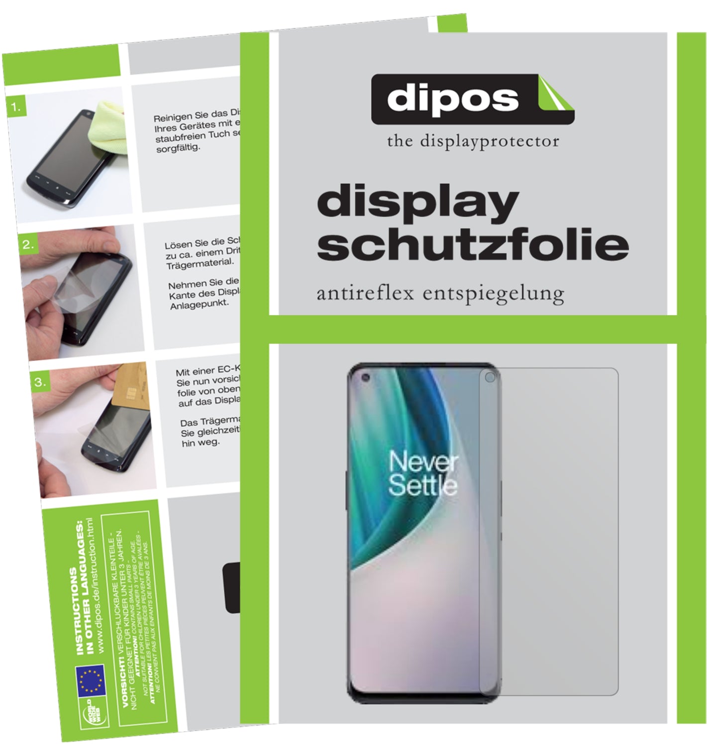 Mattes Panzerglas: Entspiegelte, dünne Folie, Fingerabdruckresistenz und Bildschirmschutz für OnePlus-Nord N100