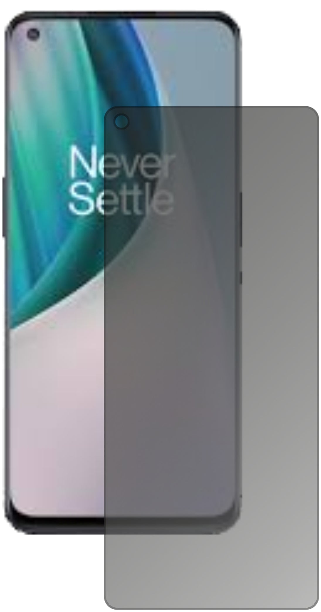 OnePlusNord N10 5G mit aufgebrachtem dipos Displayschutz, der seitliche Einblicke blockiert