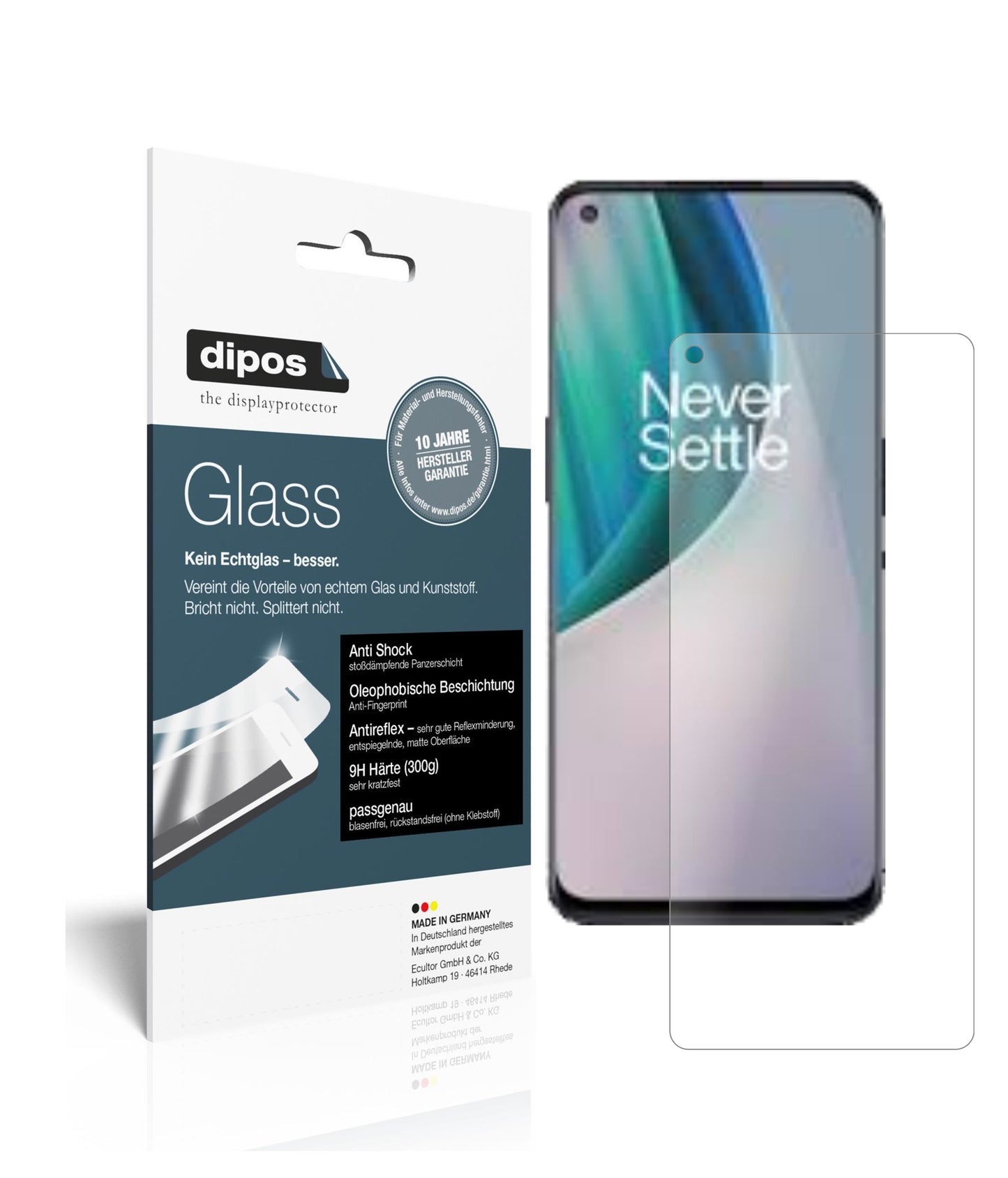 Mattes Panzerglas: Schutz vor Brüchen, Fingerabdrücken und Bildschirmblendung für OnePlus-Nord N100