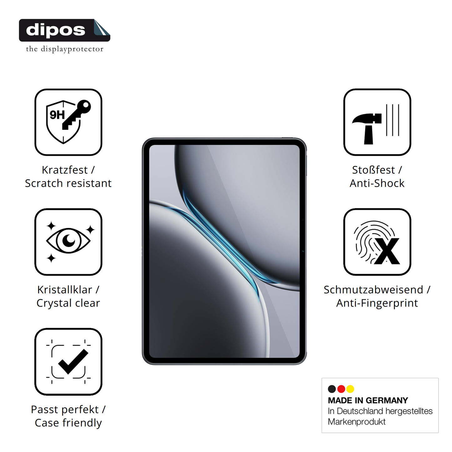 Displayschutz hergestellt in Deutschland, höchste Qualität made in Germany