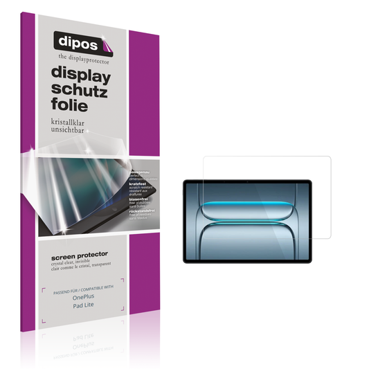 Klare Displayschutzfolie von dipos passend für onepluspad lite, präziser Zuschnitt und blasenfrei montiert