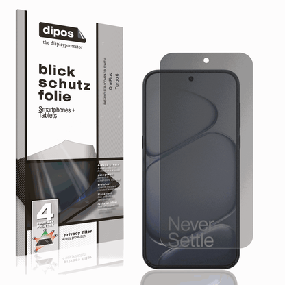 Blickschutzfolie von dipos passend für OnePlus Turbo 6, präziser Zuschnitt und blasenfrei montiert