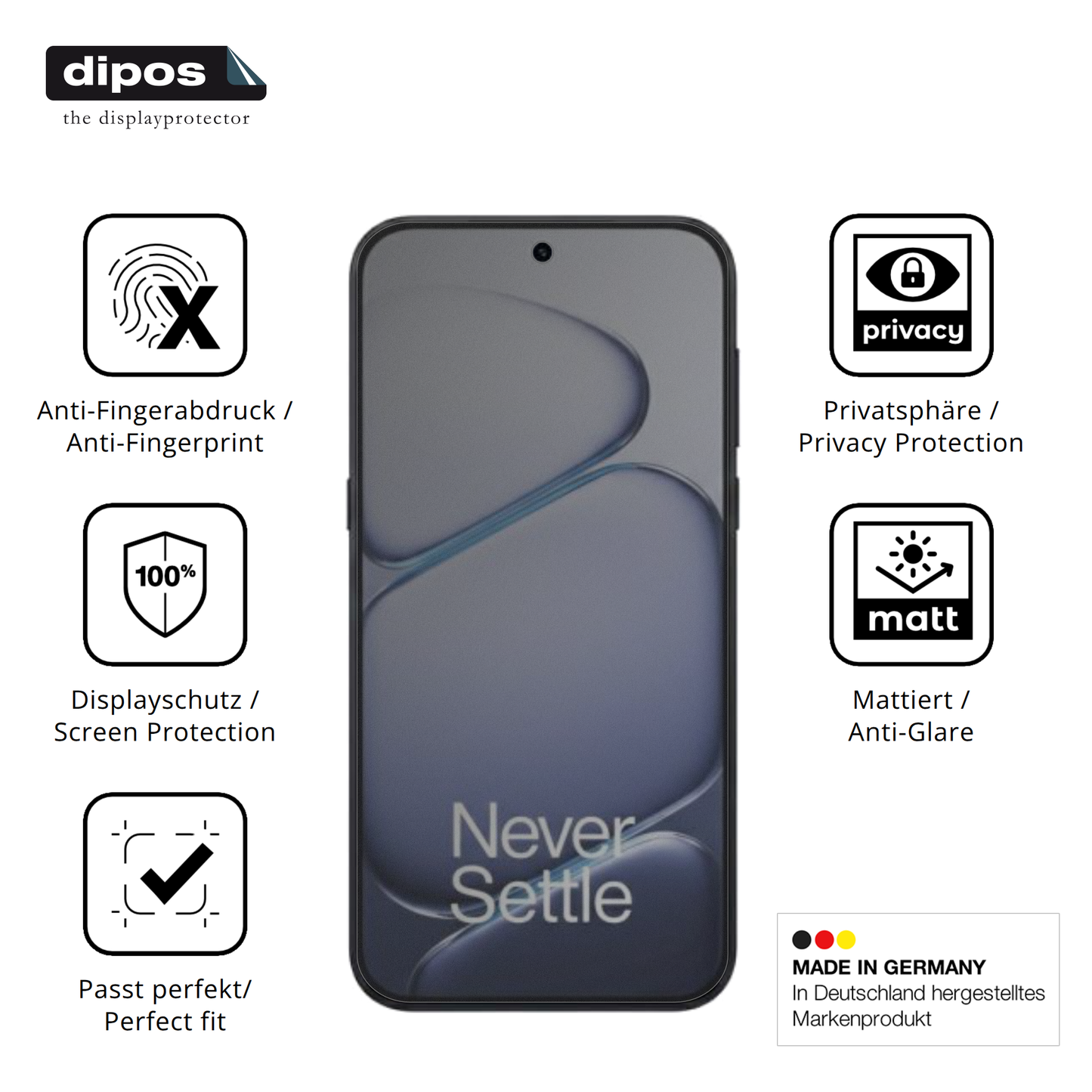 Privatsphäre-Schutz durch Sichtschutz-Folie passend zugeschnitten für OnePlus Turbo 6V