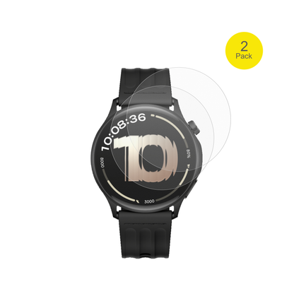 OnePlusWatch Lite mit aufgebrachter dipos Flex Schutzfolie, glasklare Darstellung ohne Einschränkungen