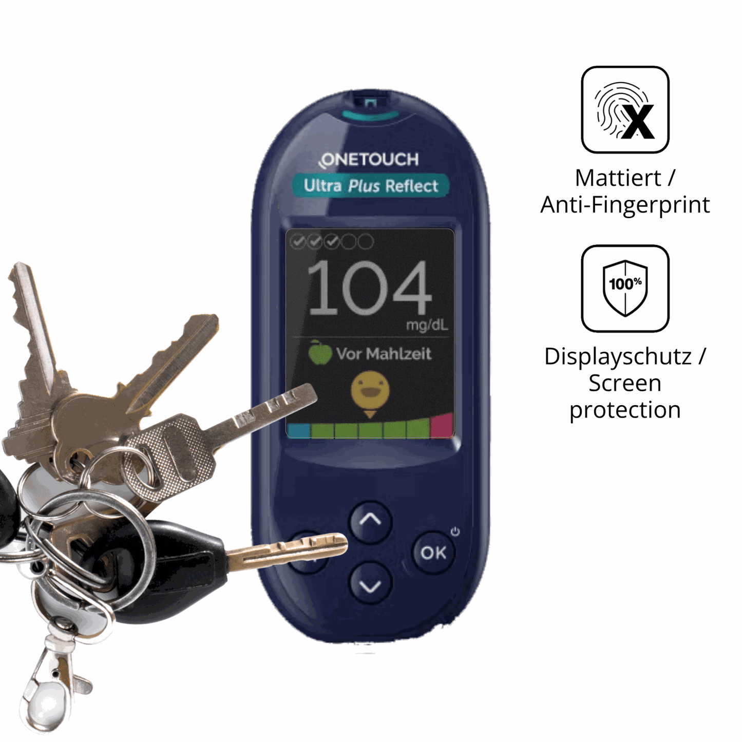 dipos Displayschutz für OneTouch Ultra Plus Reflect, mattierte Oberfläche, Blickschutzfilter und perfekter Passform