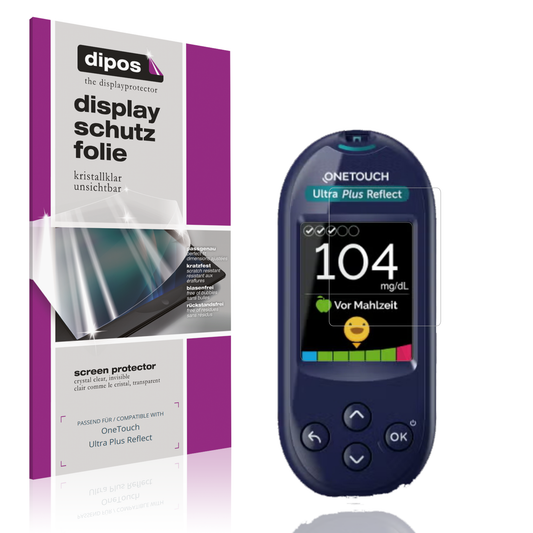 Klare Displayschutzfolie von dipos passend für OneTouch Ultra Plus Reflect, präziser Zuschnitt und blasenfrei montiert