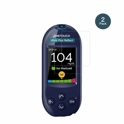 OneTouchUltra Plus Reflect mit aufgebrachter dipos Flex Schutzfolie, glasklare Darstellung ohne Einschränkungen