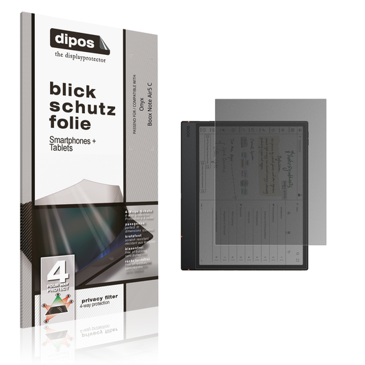 Blickschutzfolie von dipos passend für onyxboox note air5 c, präziser Zuschnitt und blasenfrei montiert