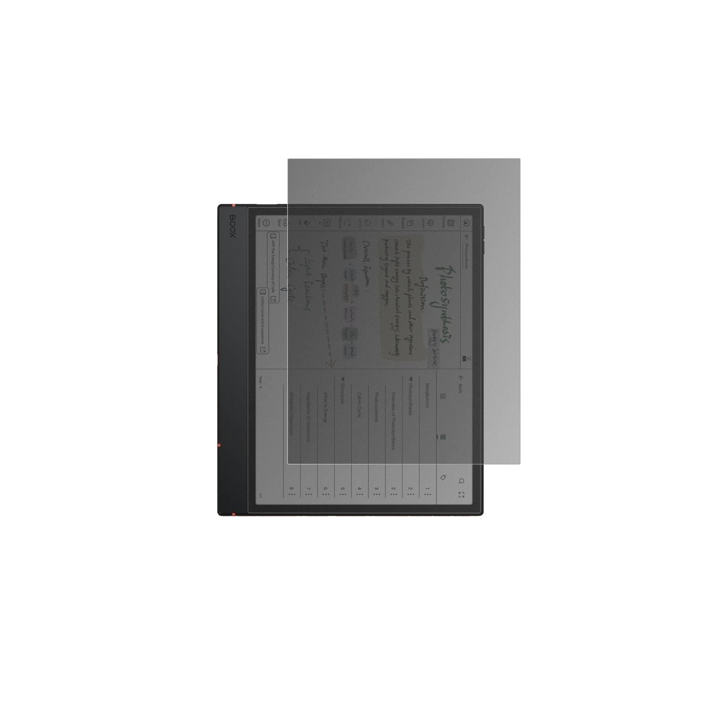 onyxboox note air5 c mit aufgebrachtem dipos Displayschutz, der seitliche Einblicke blockiert