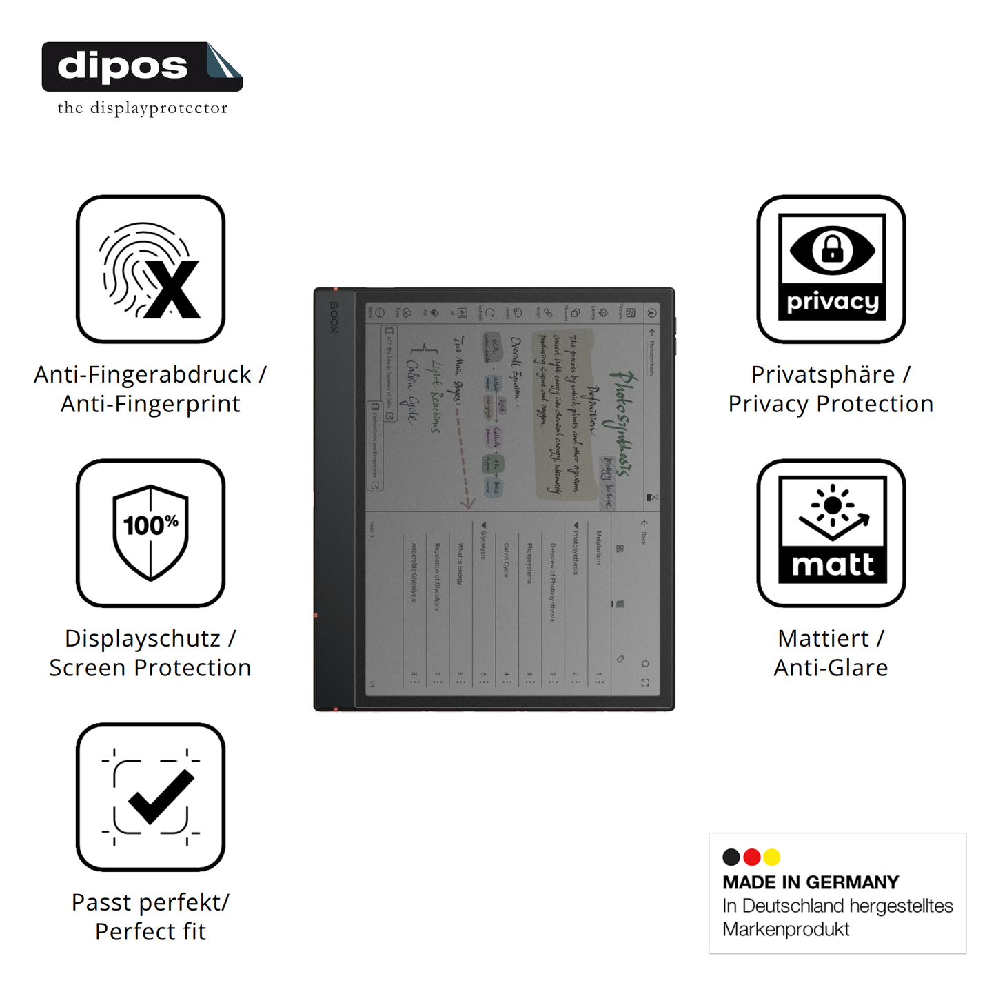 Privatsphäre-Schutz durch Sichtschutz-Folie passend zugeschnitten für onyxboox note air5 c