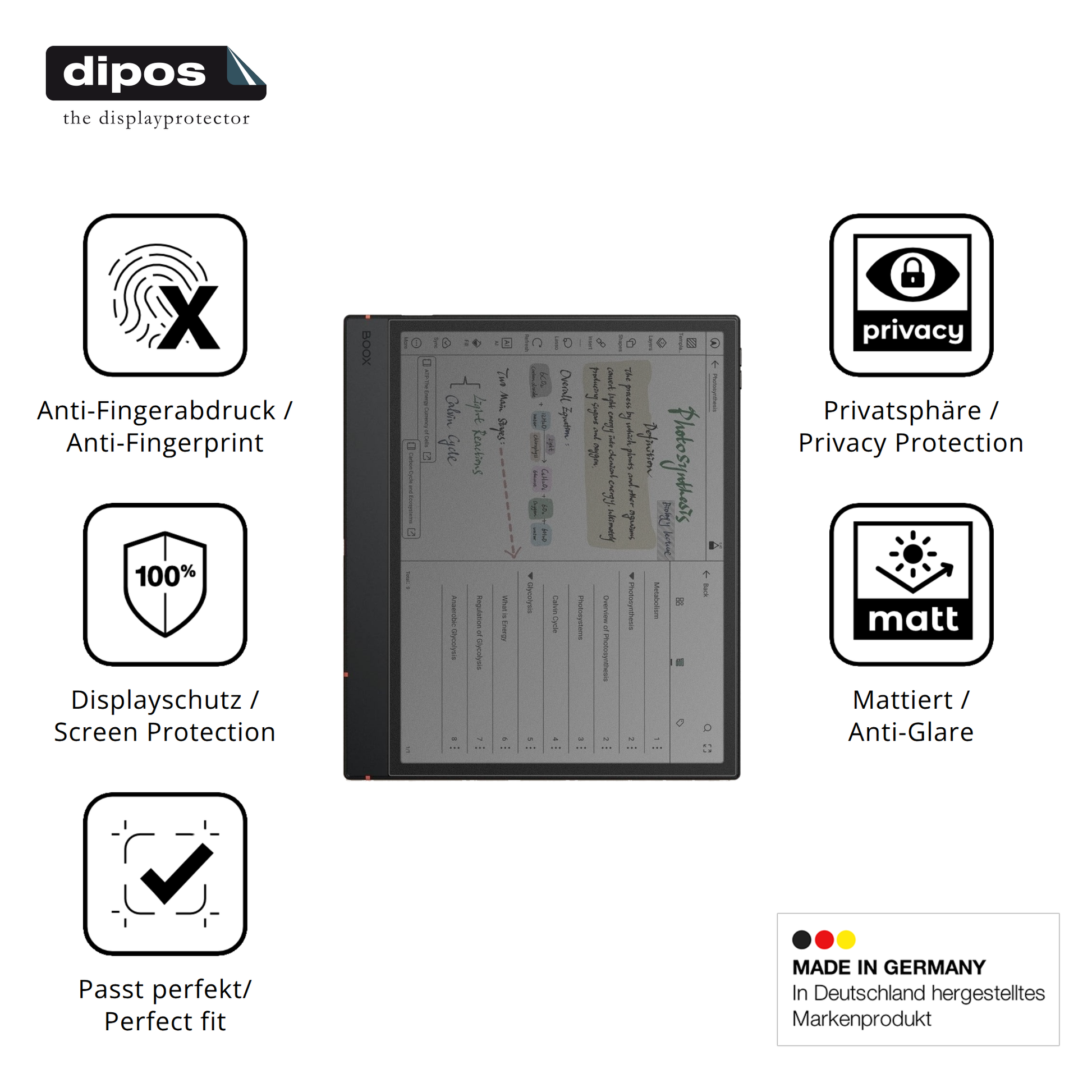 Privatsphäre-Schutz durch Sichtschutz-Folie passend zugeschnitten für onyxboox note air5 c