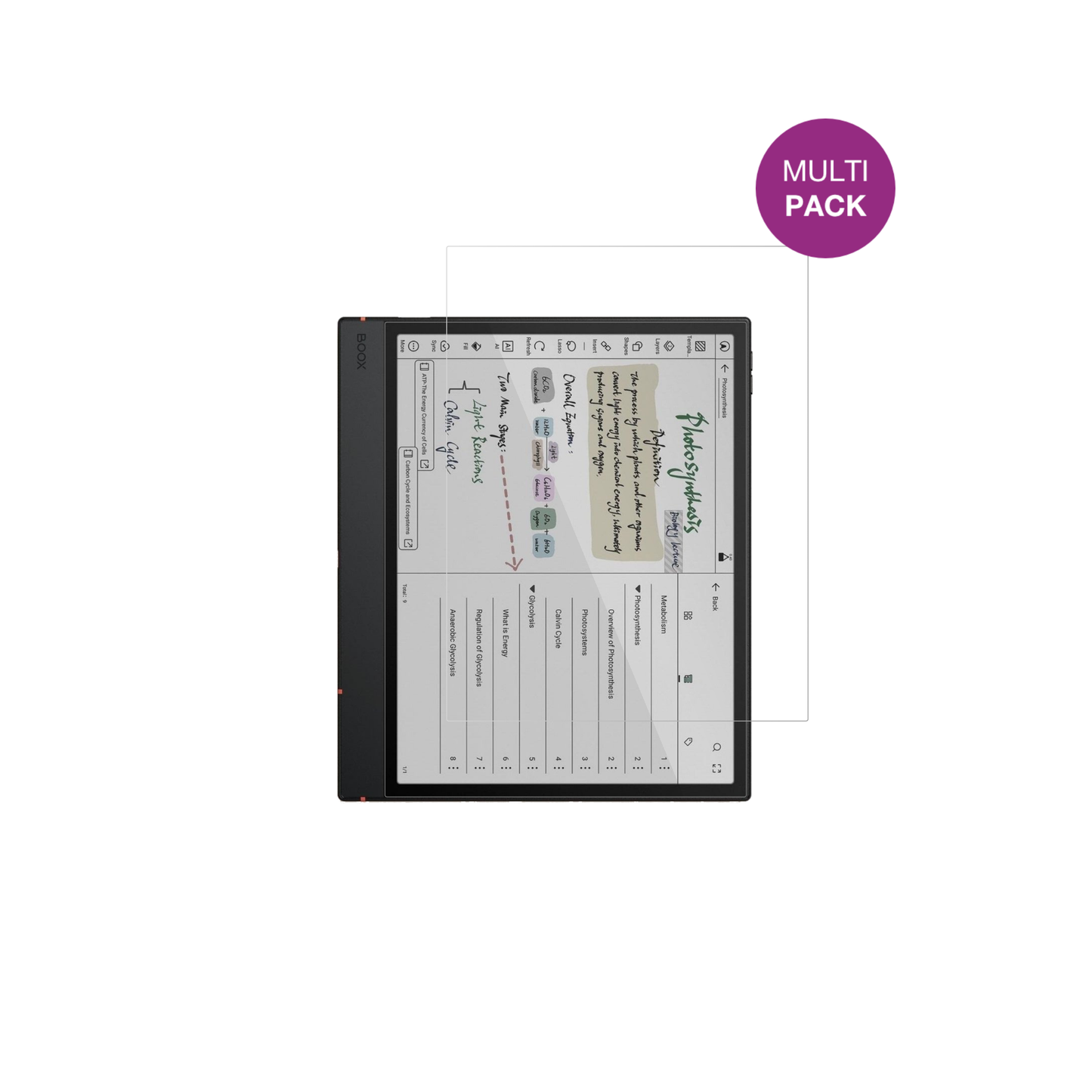 onyxboox note air5 c mit aufgebrachter dipos Displayschutzfolie, glasklare Darstellung ohne Einschränkungen