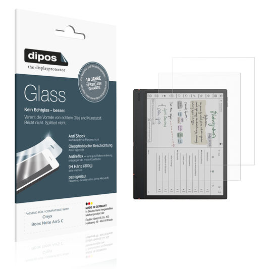 Matte Displayschutzfolie von dipos passend für onyxboox note air5 c, 9H kratzfest und blasenfrei montiert