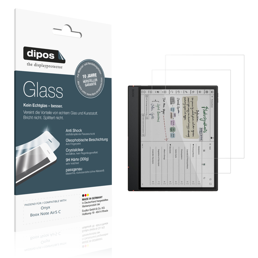 Klare Displayschutzfolie von dipos passend für onyxboox note air5 c, 9H kratzfest und blasenfrei montiert