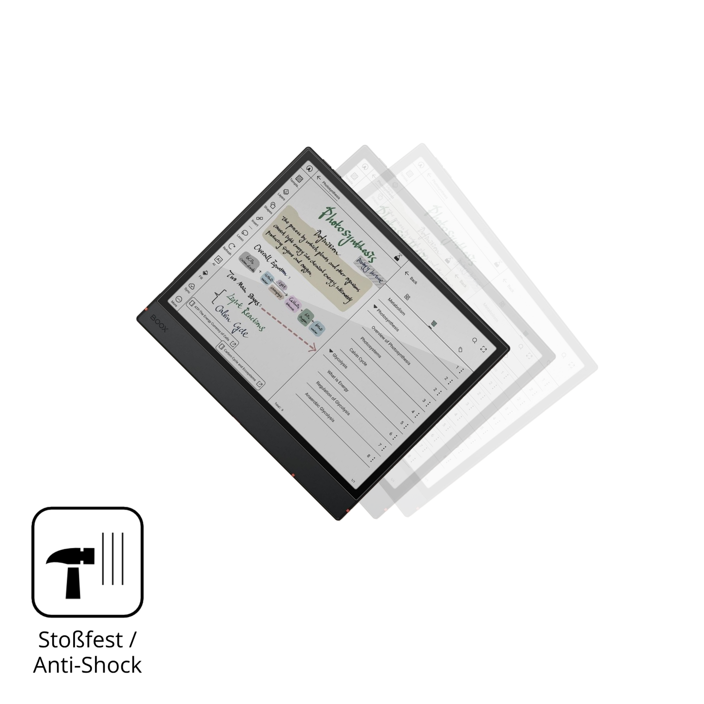 Schutz gegen Kratzer auf dem onyxboox note air5 c Glas durch Schlüssel, Stöße gegen die Tischkante oder Stürze