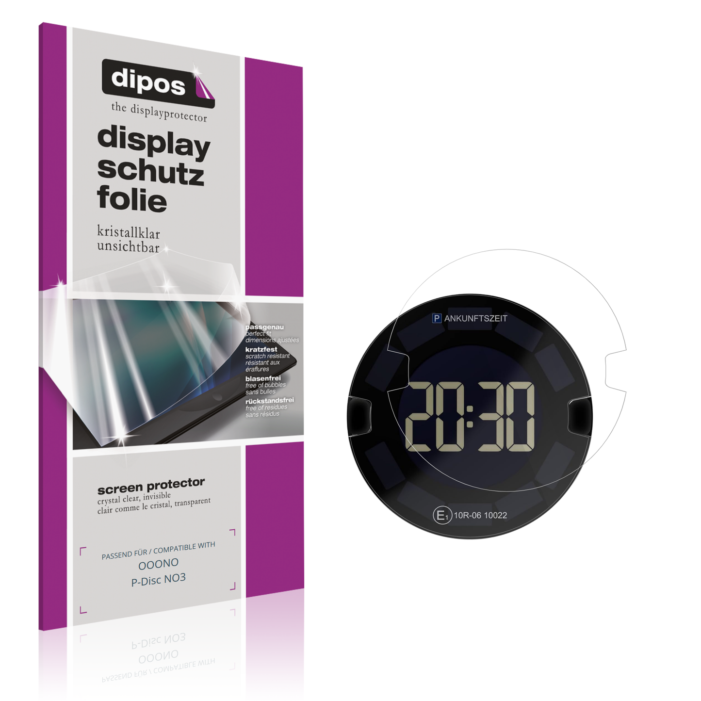 Klare Displayschutzfolie von dipos passend für OOONO P-Disc NO3, präziser Zuschnitt und blasenfrei montiert