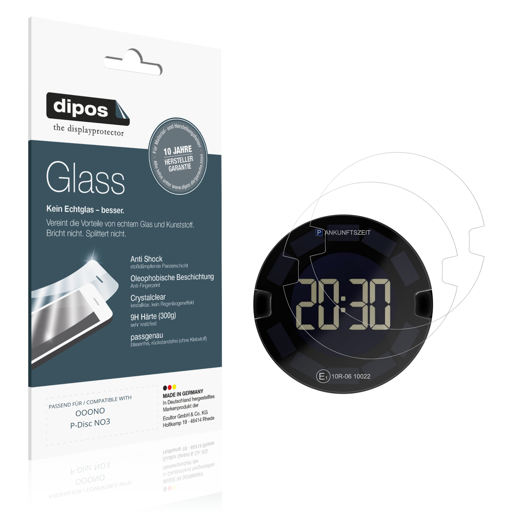 Klare Displayschutzfolie von dipos passend für OOONO P-Disc NO3, 9H kratzfest und blasenfrei montiert