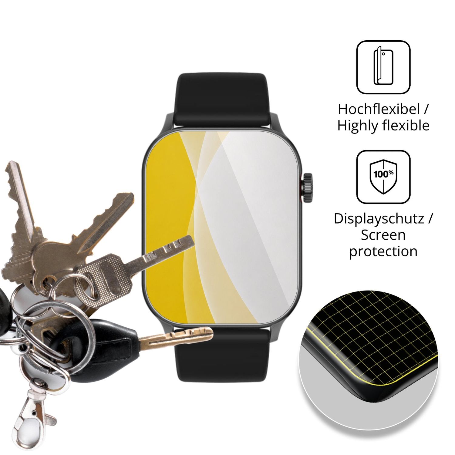 dipos Displayschutz für OOQE Watch Pro 8, transparente Oberfläche, geringe Dicke und perfekte Passform