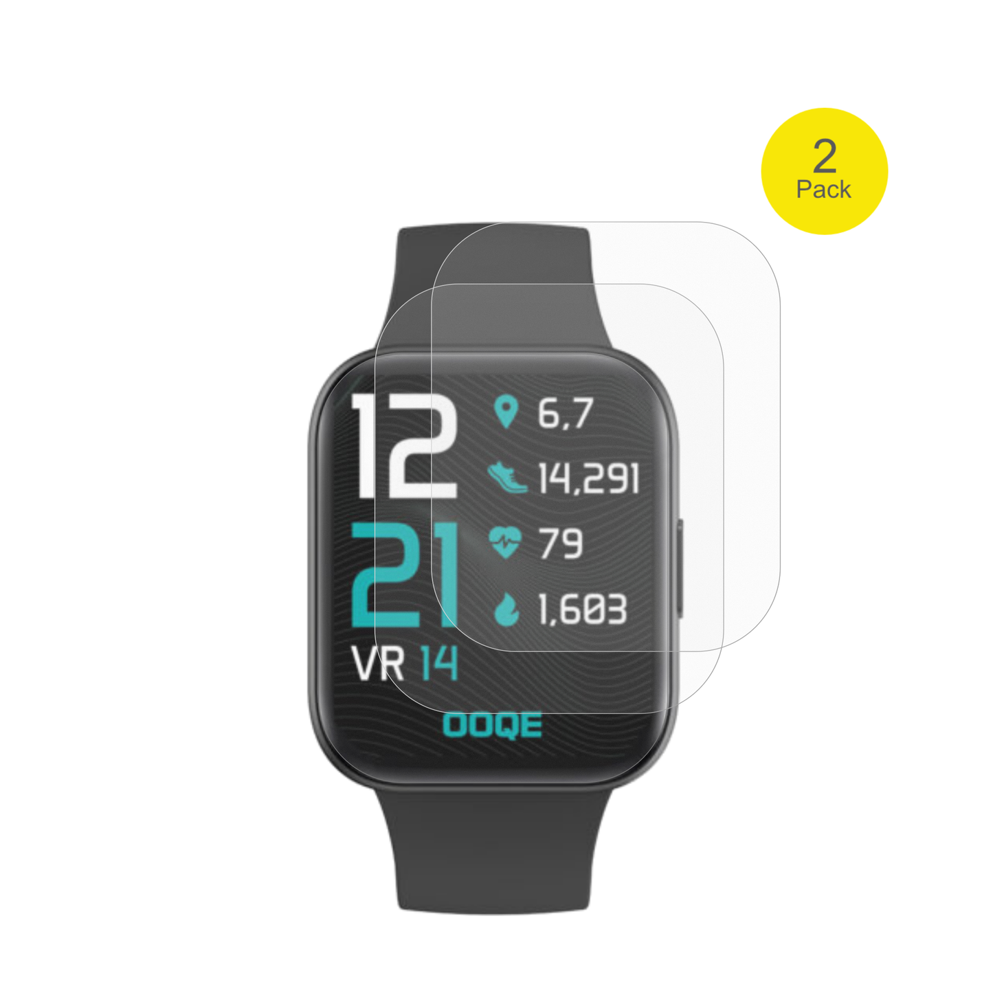 OOQEWatch Pro 6 mit aufgebrachter dipos Flex Schutzfolie, glasklare Darstellung ohne Einschränkungen