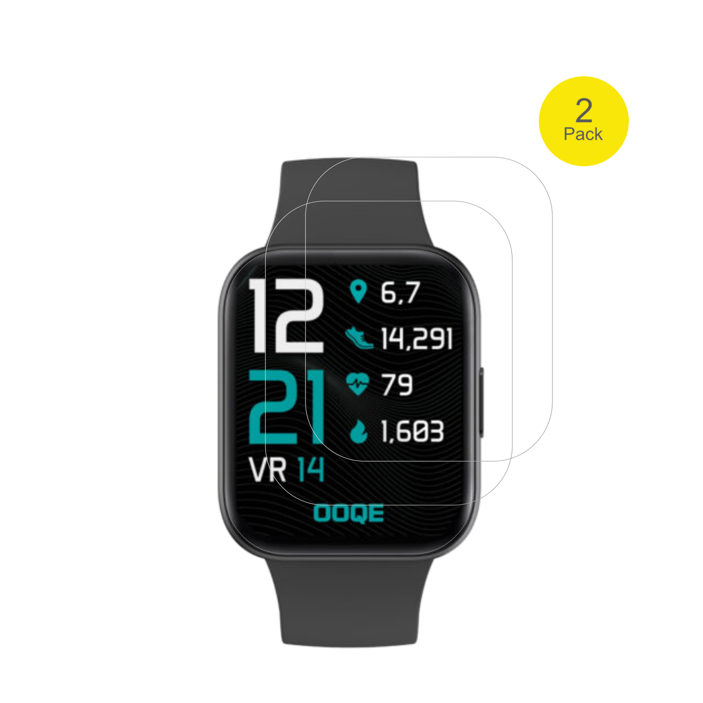 OOQEWatch Pro 6 mit aufgebrachter dipos Displayschutzfolie, glasklare Darstellung ohne Einschränkungen