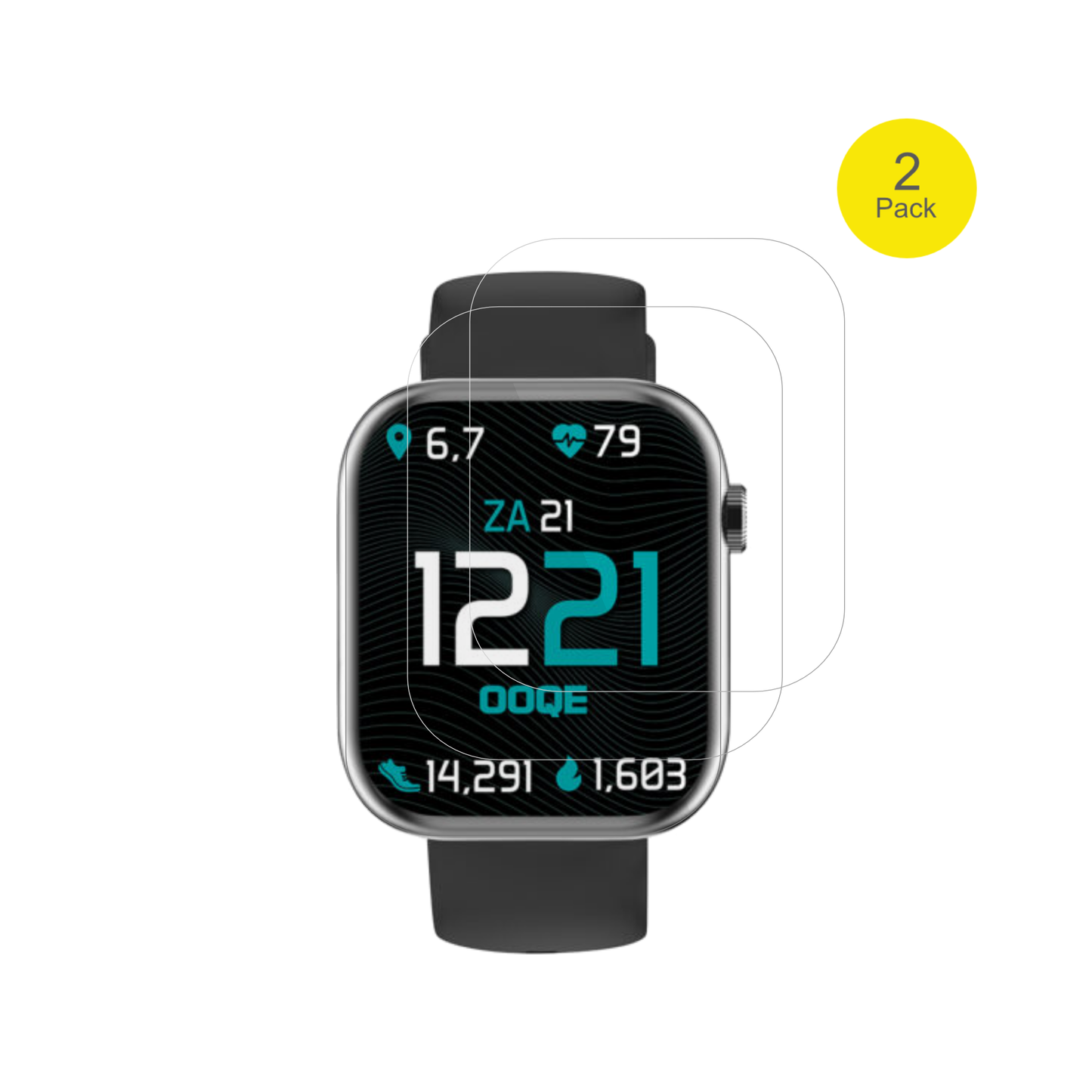 OoqeWatch Pro 7 mit aufgebrachter dipos Displayschutzfolie, glasklare Darstellung ohne Einschränkungen