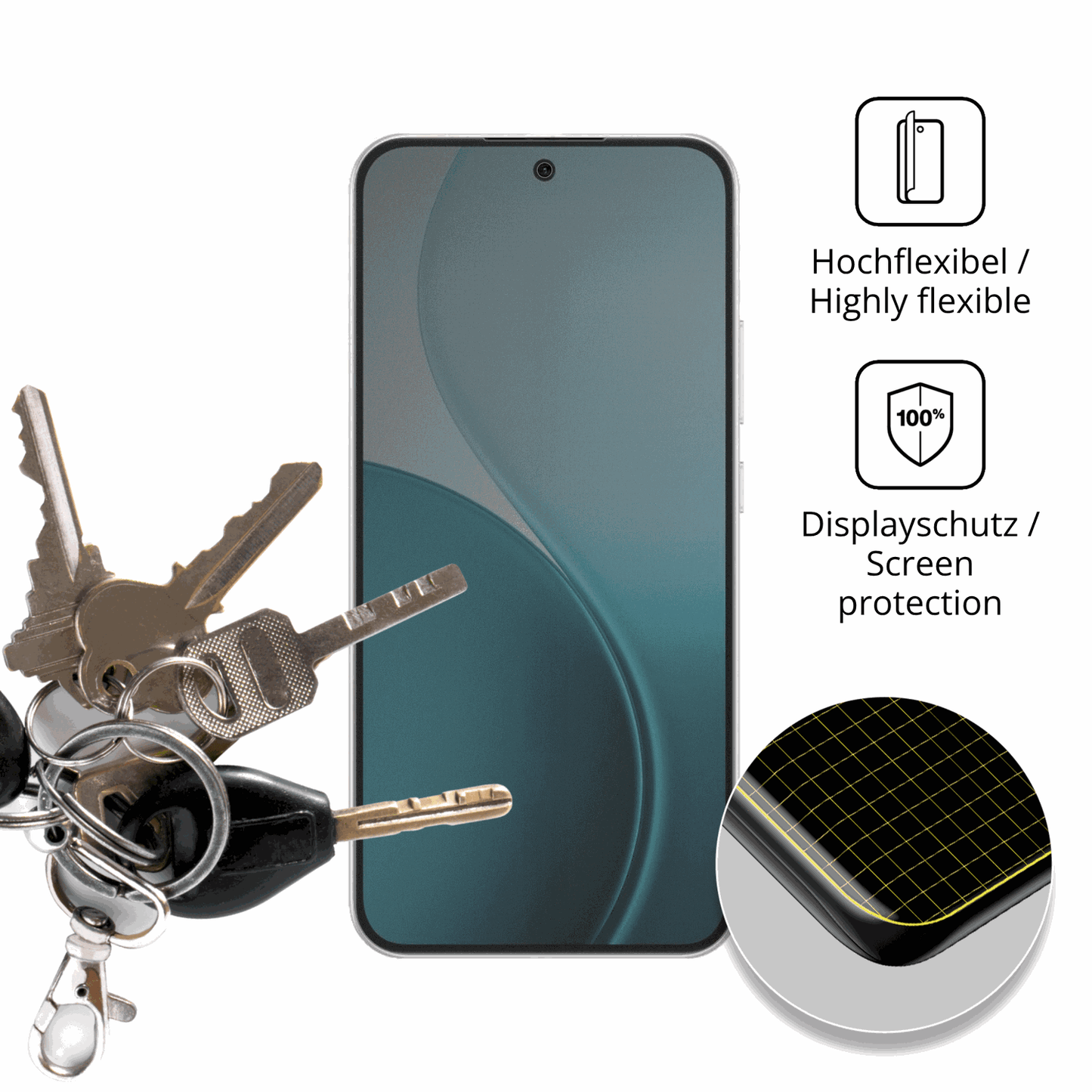 dipos Displayschutz für Oppo F33 5G, mit Blickschutzfilter und perfekter Passform auch für die Rundungen