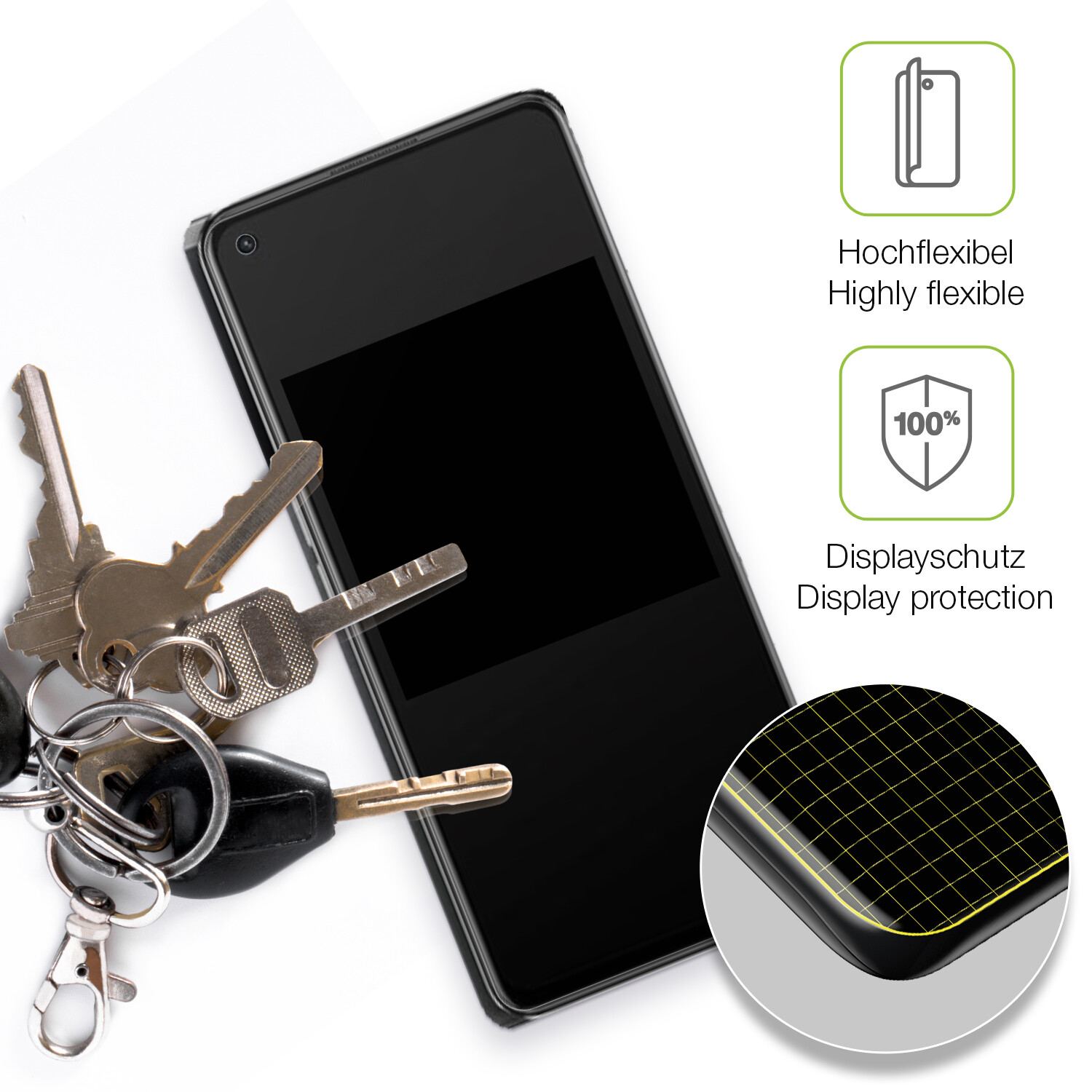 dipos Displayschutz für Oppo K10 Pro, transparente Oberfläche, perfekte Passform auch für die Rundungen