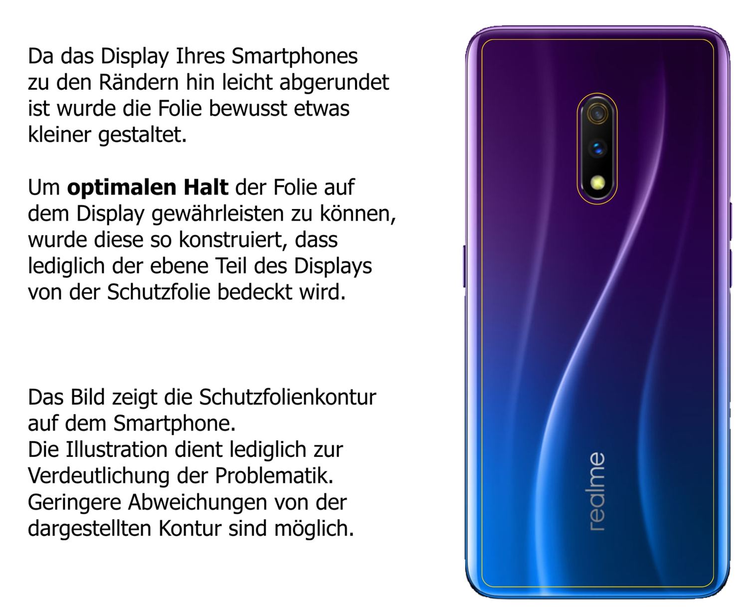 dipos Displayschutz für Oppo Realme X Rückseite, mattierte Oberfläche, robuste Festigkeit und perfekte Passform
