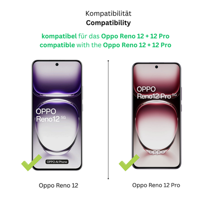 dipos Displayschutz für Oppo Reno 12 Pro, transparente Oberfläche, perfekte Passform auch für die Rundungen