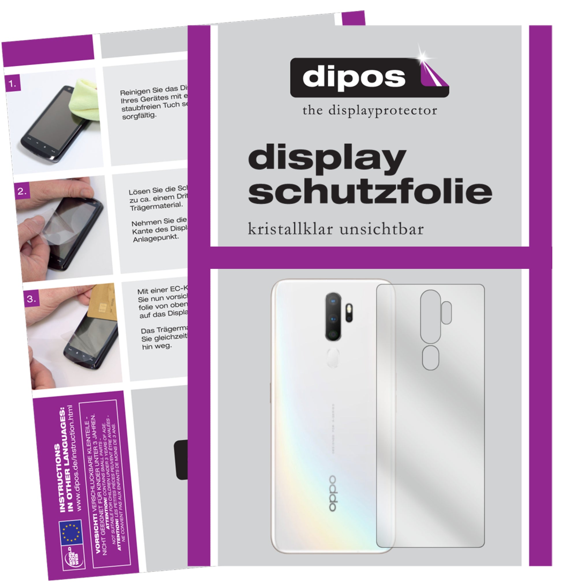 Kristallklare, dünne Schutzfolie: Kratzfest & passgenau für Oppo-A11x Rückseite