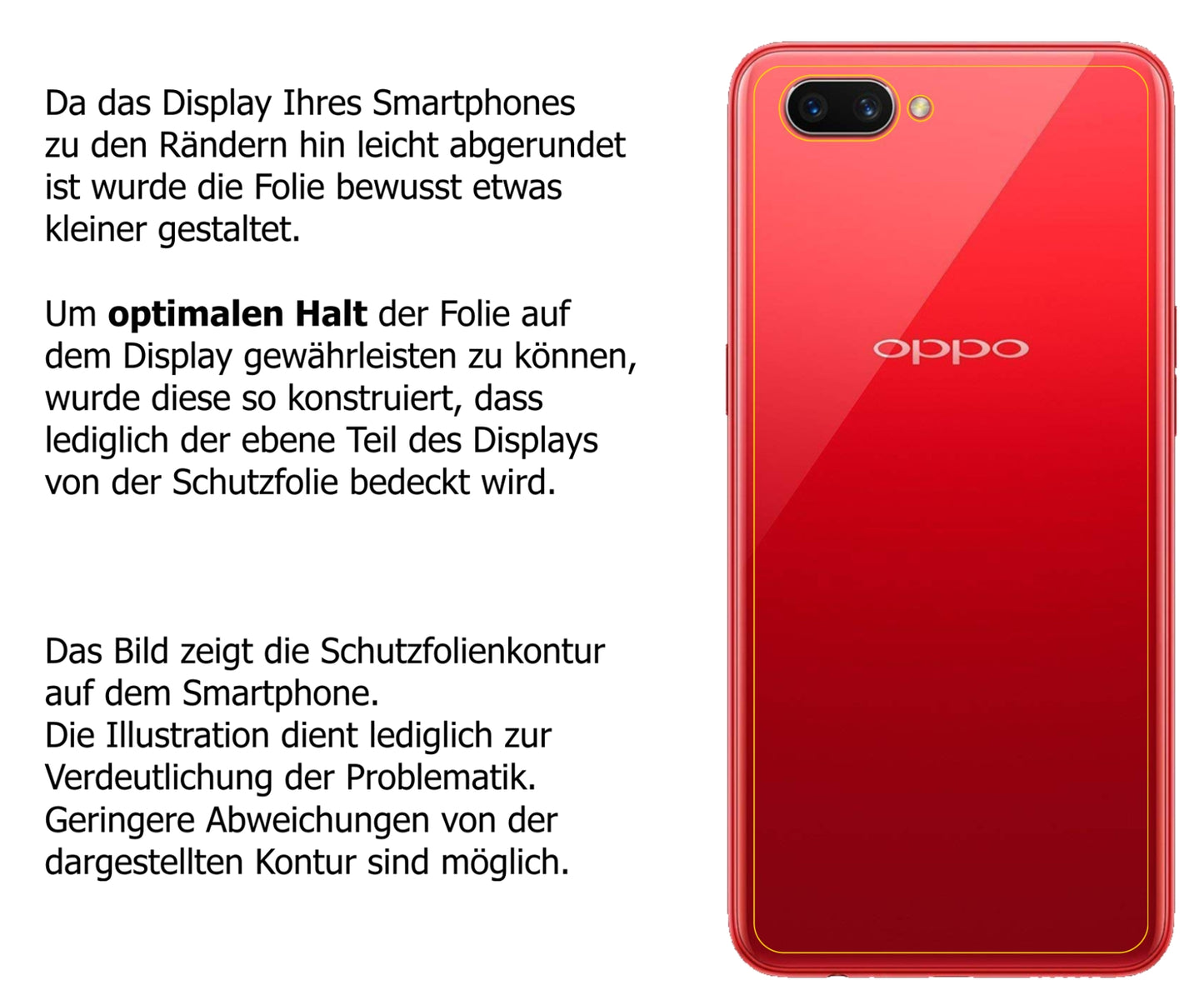 Dünne und klare Folie passend zugeschnitten für OPPO A3S Rückseite