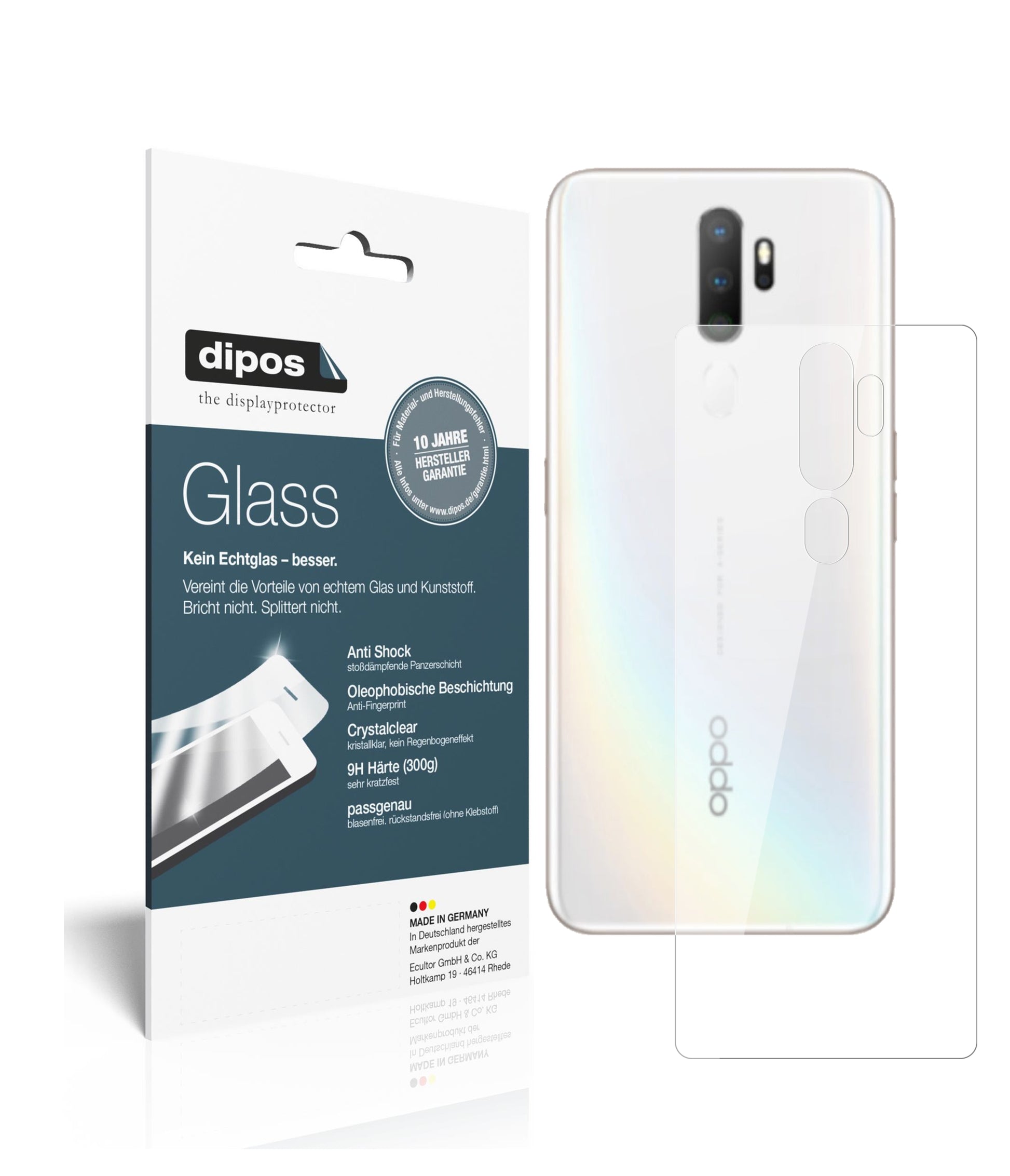 Perfekte Passform und ultimative Qualität: Unser 9H Panzerglas bietet Schutz für Oppo-A5 (2020) Rückseite
