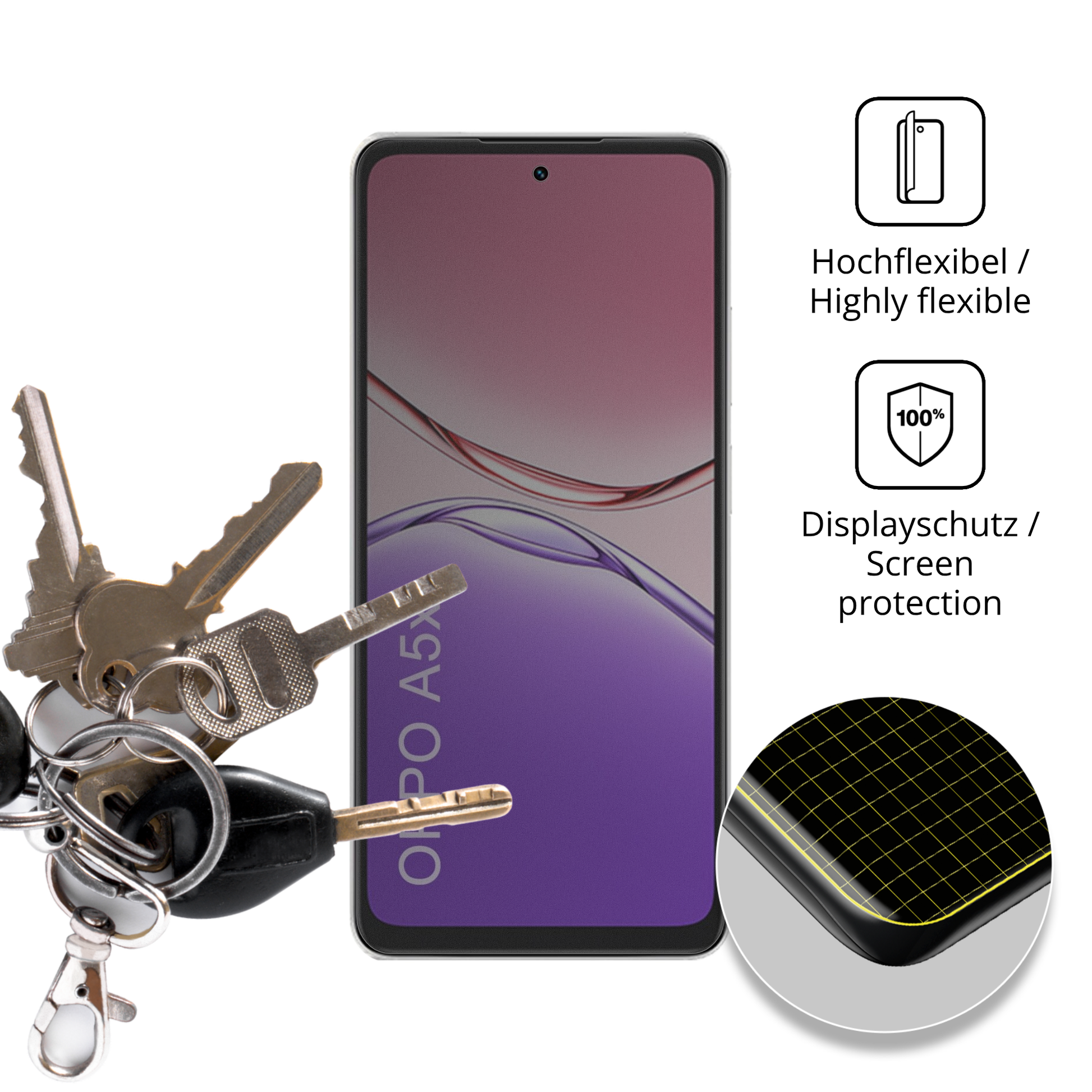 dipos Displayschutz für Oppo A5x, mit Blickschutzfilter und perfekter Passform auch für die Rundungen