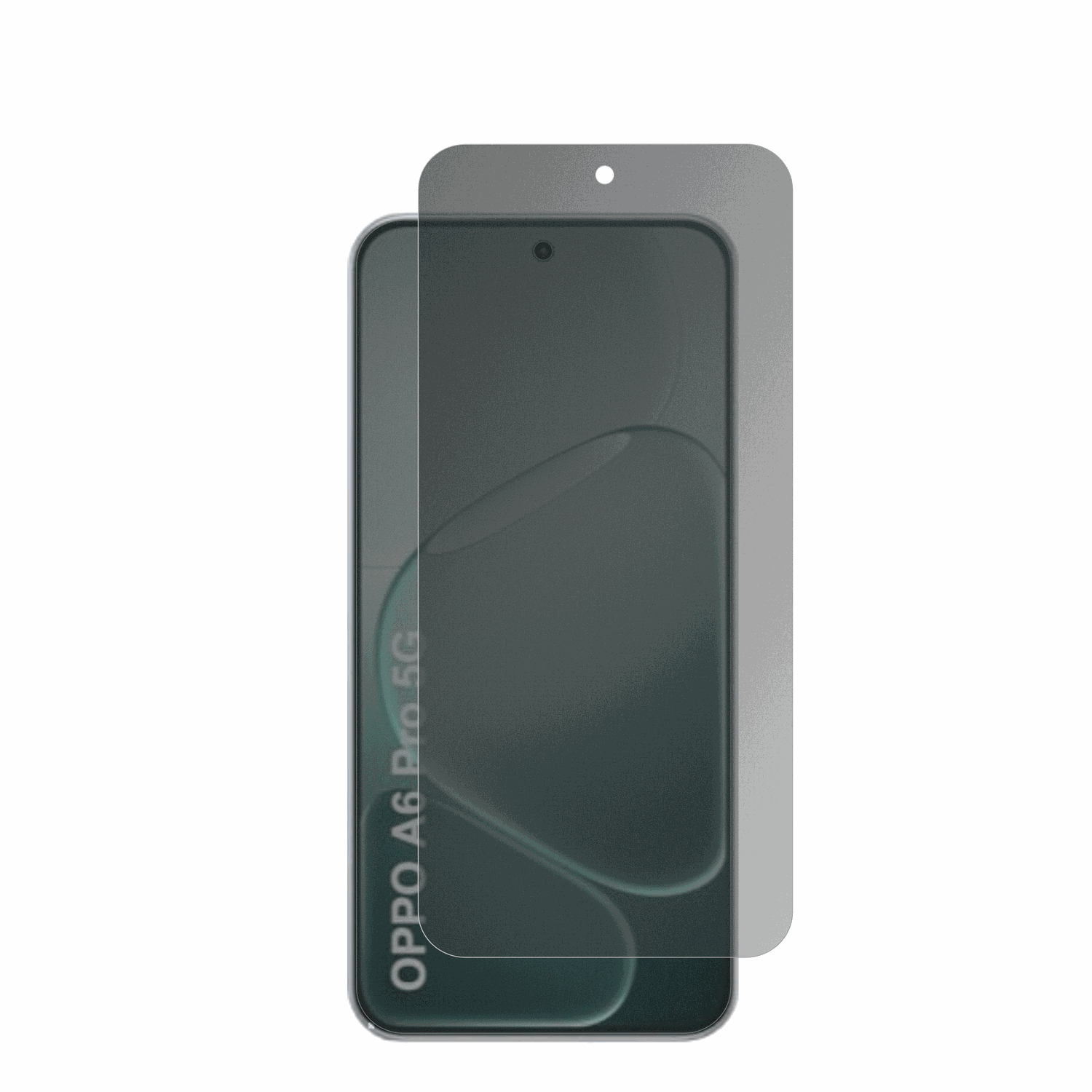 OppoA6i Plus 5G mit aufgebrachter dipos Flex Schutzfolie, die seitliche Einblicke blockiert
