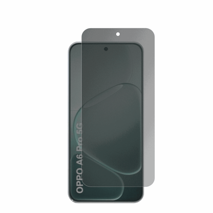 OppoA6i Plus 5G mit aufgebrachter dipos Flex Schutzfolie, die seitliche Einblicke blockiert