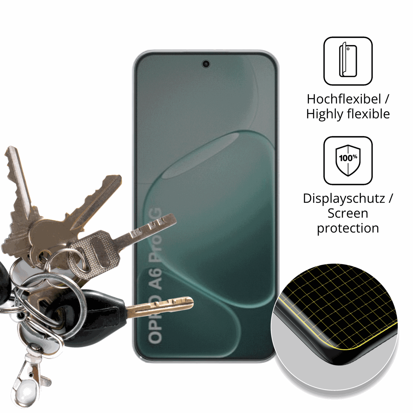 dipos Displayschutz für Oppo A6i Plus 5G, mit Blickschutzfilter und perfekter Passform auch für die Rundungen