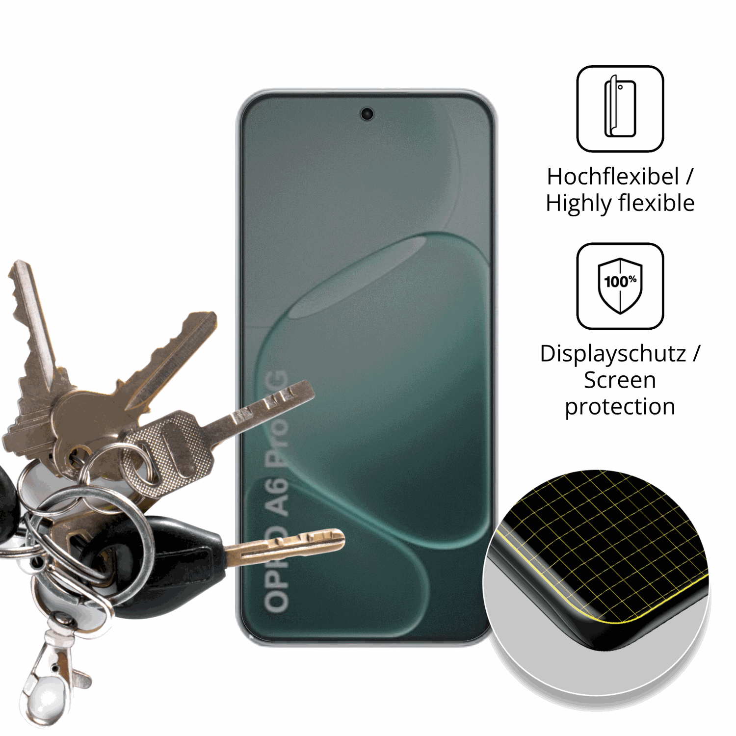 dipos Displayschutz für Oppo A6i Plus 5G, mit Blickschutzfilter und perfekter Passform auch für die Rundungen