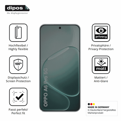 Flexible TPU-Folie passend zugeschnitten für Oppo A6i Plus 5G, mit Privatsphäre-Schutz durch Sichtschutz-Folie