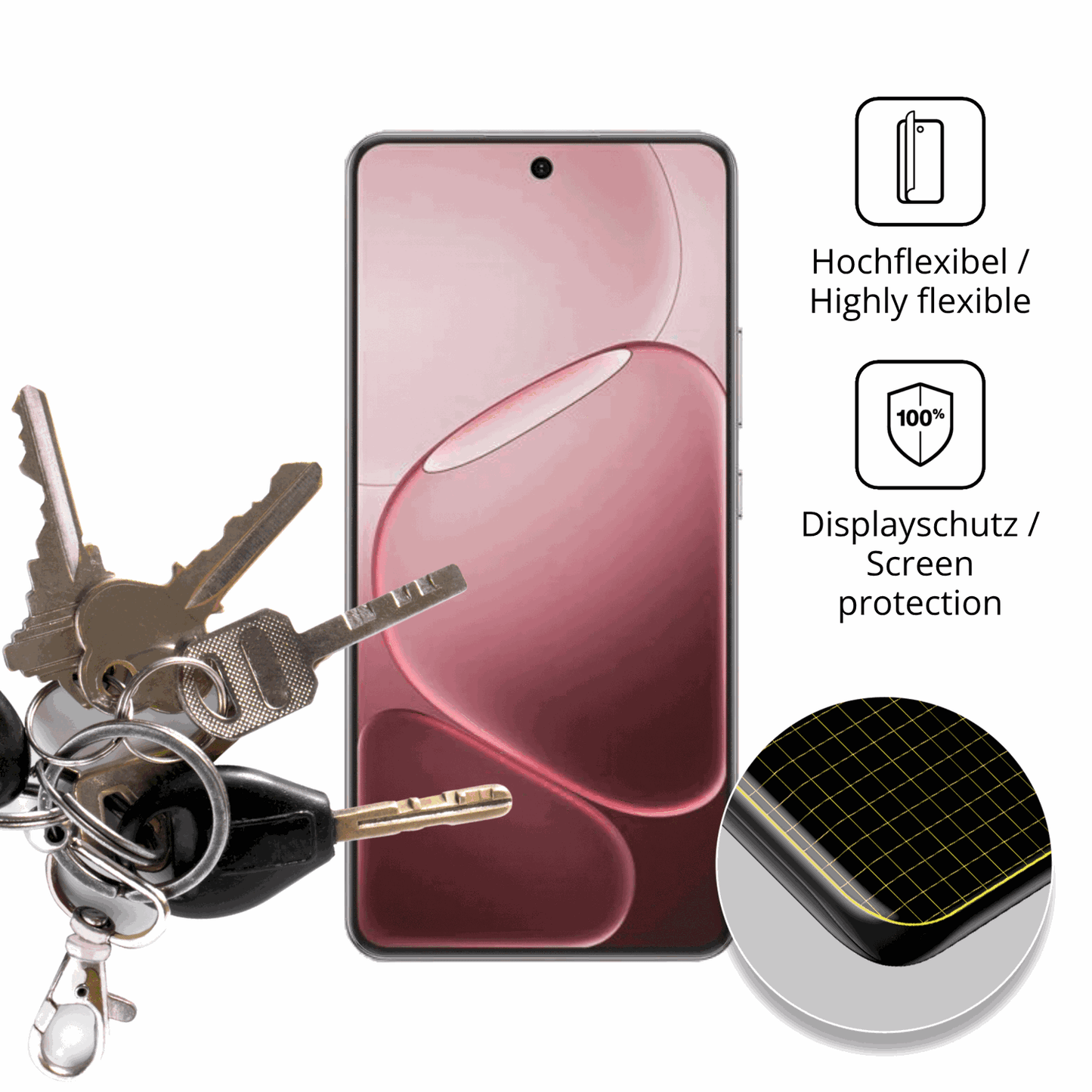 dipos Displayschutz für Oppo A6L, transparente Oberfläche, perfekte Passform auch für die Rundungen