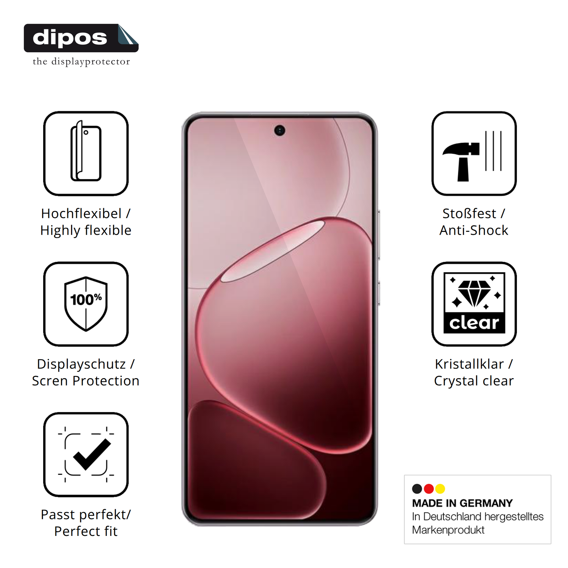 Displayschutz hergestellt in Deutschland, höchste Qualität made in Germany