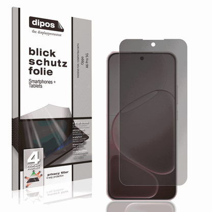 Blickschutzfolie von dipos passend für oppoa6 pro 5g, präziser Zuschnitt und blasenfrei montiert