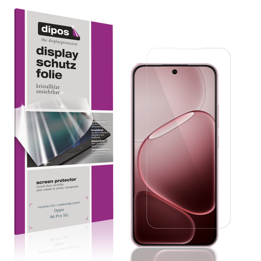 Klare Displayschutzfolie von dipos passend für oppoa6 pro 5g, präziser Zuschnitt und blasenfrei montiert
