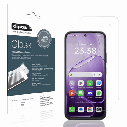 Klare Displayschutzfolie von dipos passend für Oppo A6t, 9H kratzfest und blasenfrei montiert